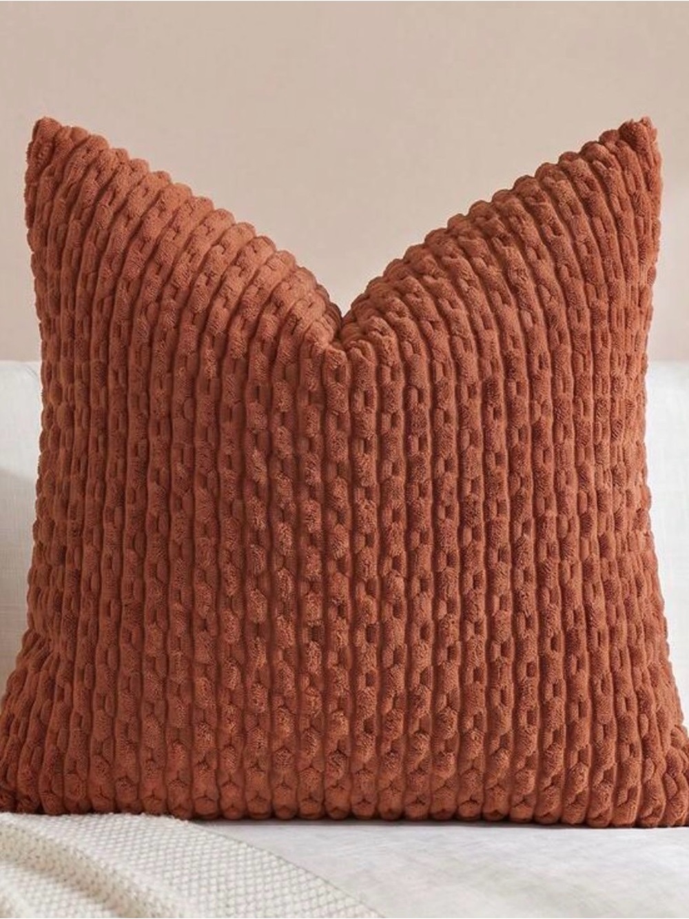 Woven Ribbed Rust Accent Pillow - Home Accents. Pillow Case Only